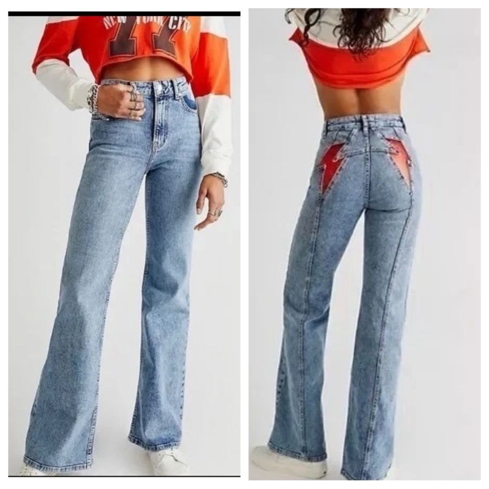 We The Free x Free people High Rise Thunderbird Flare in Red size 31